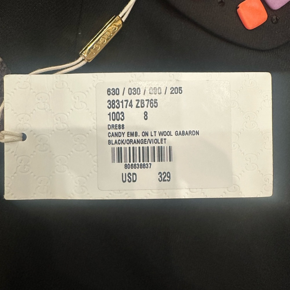 Gucci girls size 8 black dress with beaded collar